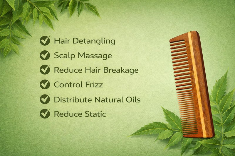 Stylazo Neem Wood Hair Comb 100% Hand made Anti-Dandruff Comb, For men & Women Model No.2 (Pack of 2). - Image 5