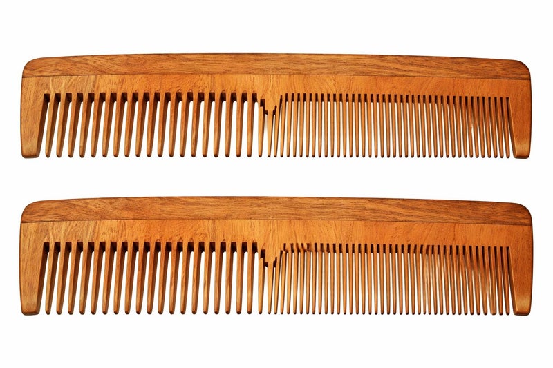 Stylazo Neem Wood Hair Comb 100% Hand made Anti-Dandruff Comb, For men & Women Model No.2 (Pack of 2). - Image 1