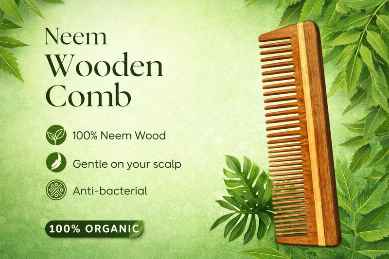 Stylazo Neem Wood Hair Comb 100% Hand made Anti-Dandruff Comb, For men & Women Model No.2 (Pack of 2). - Image 2
