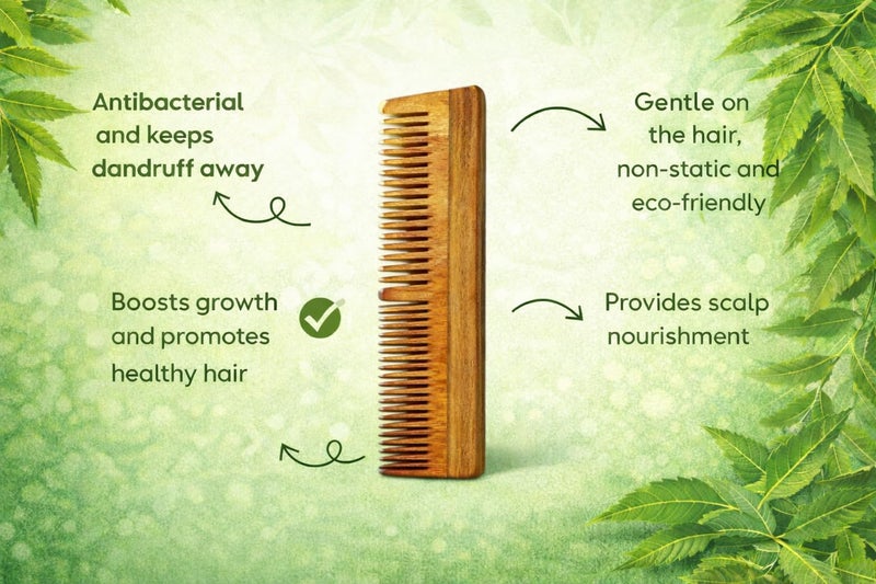 Stylazo Neem Wood Hair Comb 100% Hand made Anti-Dandruff Comb, For men & Women Model No.2 (Pack of 2). - Image 4