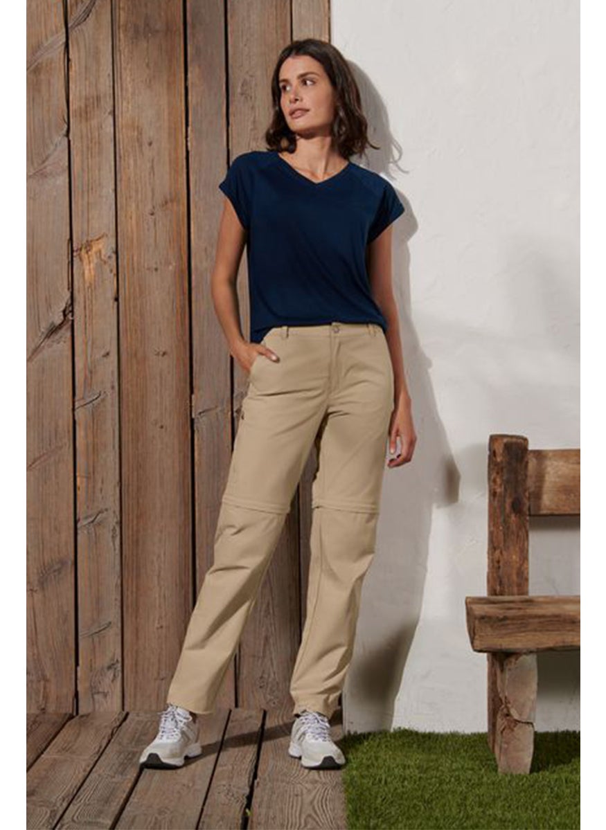 Tchibo Women Regular Fit 2 in 1 Performance Trousers, Brown  - Image 1