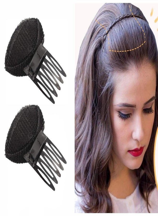 DazzleDiva 2Pcs Hair Puff Clips Volume Inserts, 2 Pcs Breathable Sponge Bump It Up Styling Tools for Women & Girls, Nonslip Hair Base Padding Combs for Elegant Updos & Bouffant, Invisible Hair Accessories, Black 2 Pieces - Image 1