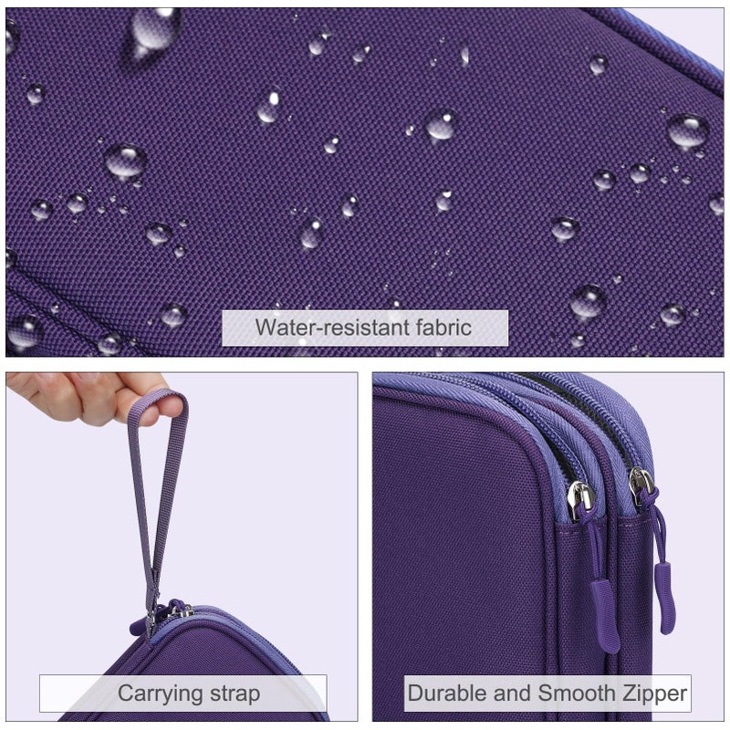 FYY Electronic Organizer, Travel Cable Organizer Bag Pouch Electronic Accessories Carry Case Portable Waterproof Double Layers Storage Bag for Cable, Charger, Phone, Earphone, Medium Size, Purple - Image 4