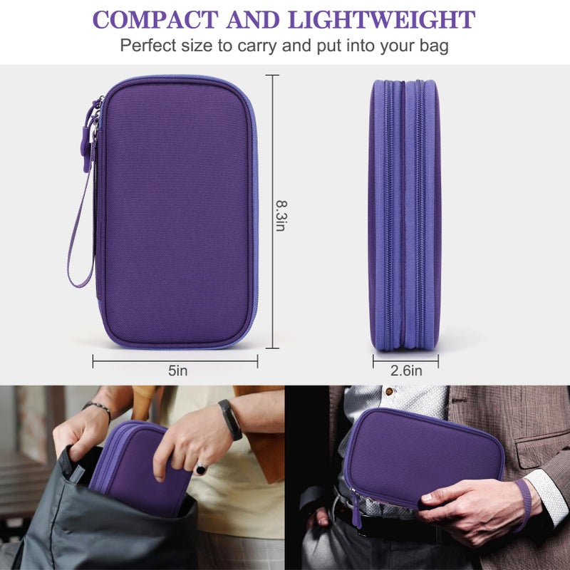 FYY Electronic Organizer, Travel Cable Organizer Bag Pouch Electronic Accessories Carry Case Portable Waterproof Double Layers Storage Bag for Cable, Charger, Phone, Earphone, Medium Size, Purple - Image 2