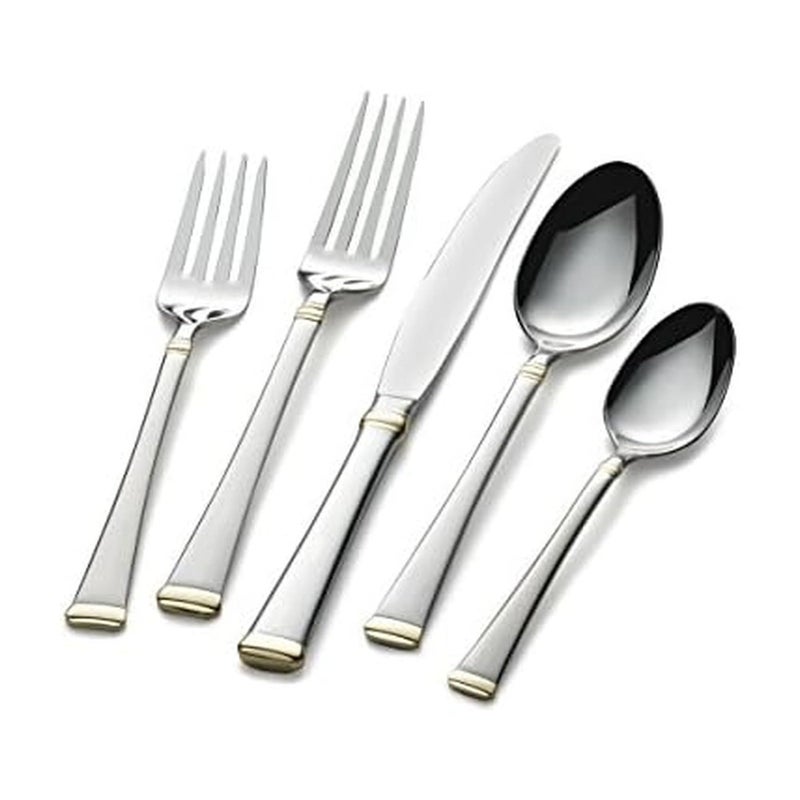 Mikasa Gold Accent Harmony Flatware Set for 12, 65 Piece 18/10 Stainless Steel Silverware with Gold-Trimmed Handles and Serving Utensils, Elegant Dinnerware Service - Image 4
