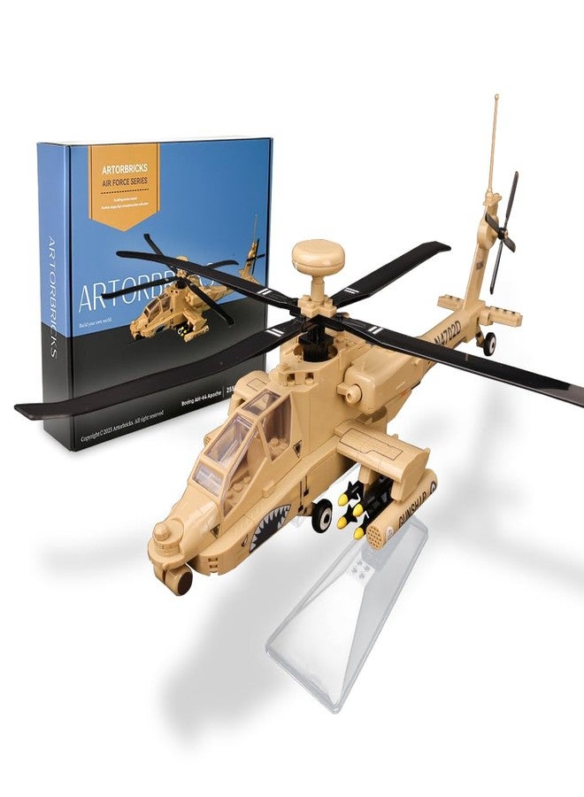 ArtorBricks AH-64 Apache Airplane Military Building Set with Display Stand - 183-Piece Model Kit for Adults, Collectors & Enthusiasts, Premium Gift Box Packaging for Holiday & Birthday Present - Image 1