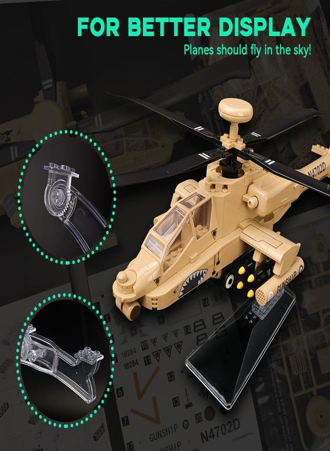 ArtorBricks AH-64 Apache Airplane Military Building Set with Display Stand - 183-Piece Model Kit for Adults, Collectors & Enthusiasts, Premium Gift Box Packaging for Holiday & Birthday Present - Image 4