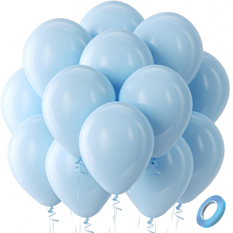 Bezente Pastel Blue Latex Party Balloons - 100 Pack 12 inch Round Helium Light Blue Bridal Blue Balloons for Wedding Bridal Shower Gender Reveal Birthday Party Decoration - Image 1