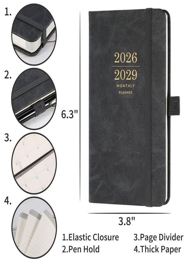 BooQool 2026-2029 Monthly Planner/Calendar - 3 Year Planner with Faux Leather Cover, Jul 2026 - Dec 2029, Small Pocket Planner for Purse, Pen Holder, 3.8" x 6.3", Inner Pocket, 63 Notes Pages - Image 3