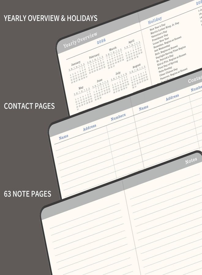 BooQool 2026-2029 Monthly Planner/Calendar - 3 Year Planner with Faux Leather Cover, Jul 2026 - Dec 2029, Small Pocket Planner for Purse, Pen Holder, 3.8" x 6.3", Inner Pocket, 63 Notes Pages - Image 5