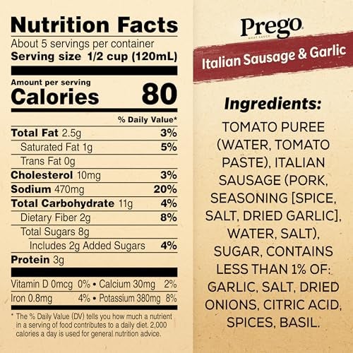 Prego Italian Sausage and Garlic Meat Sauce, 23.5 oz Jar - Image 2