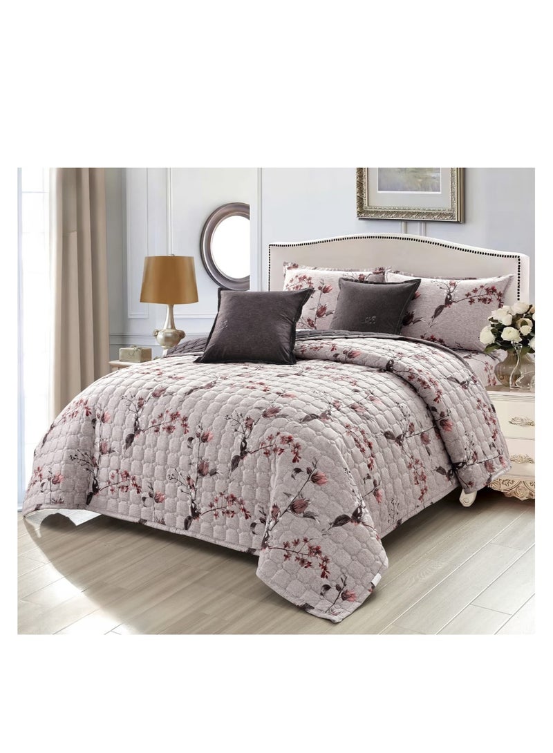 ريد روز طقم لحاف نفرين مشجر مفرش مضغوط مكون من 6 قطع بوليستر لحاف مقاس230 في 250سم - Image 1