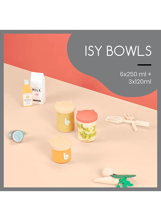 بيبي موف Set of 6 Isy Bowls 250 Ml + 3 X 120 Ml Superior Glass Baby Food Storage Containers, Small Glass Jars With Airtight Lids