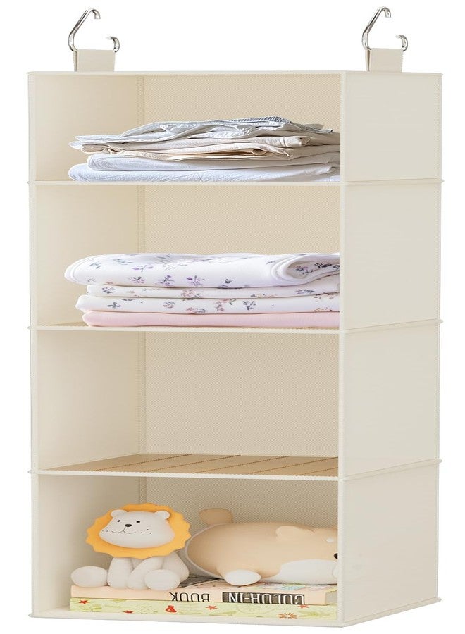 VERONLY Hanging Closet Organizer and Storage with Bamboo Shelves - Foldable Storage for Clothes, Towels, Accessories | Space Saving, No Assembly Needed (Beige) - Image 1