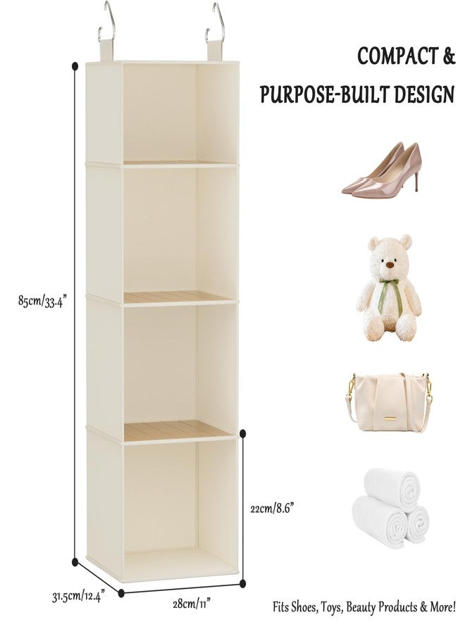 VERONLY Hanging Closet Organizer and Storage with Bamboo Shelves - Foldable Storage for Clothes, Towels, Accessories | Space Saving, No Assembly Needed (Beige) - Image 3