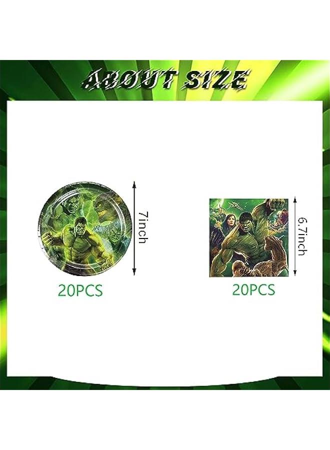 40Pack Hulk Party Supplies include 20 plates, 20 napkins for The Hulk birthday party decoration - Image 4