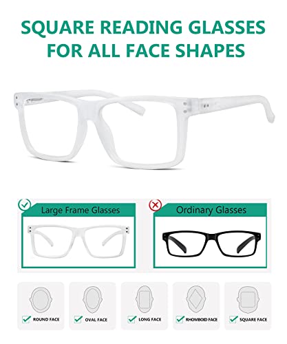 Eyekepper Oversized Reading Glasses Square Large Frame Readers for Men and Women - Transparent +1.50 - Image 4