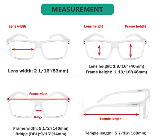 Eyekepper Oversized Reading Glasses Square Large Frame Readers for Men and Women - Transparent +1.50 - Image 3