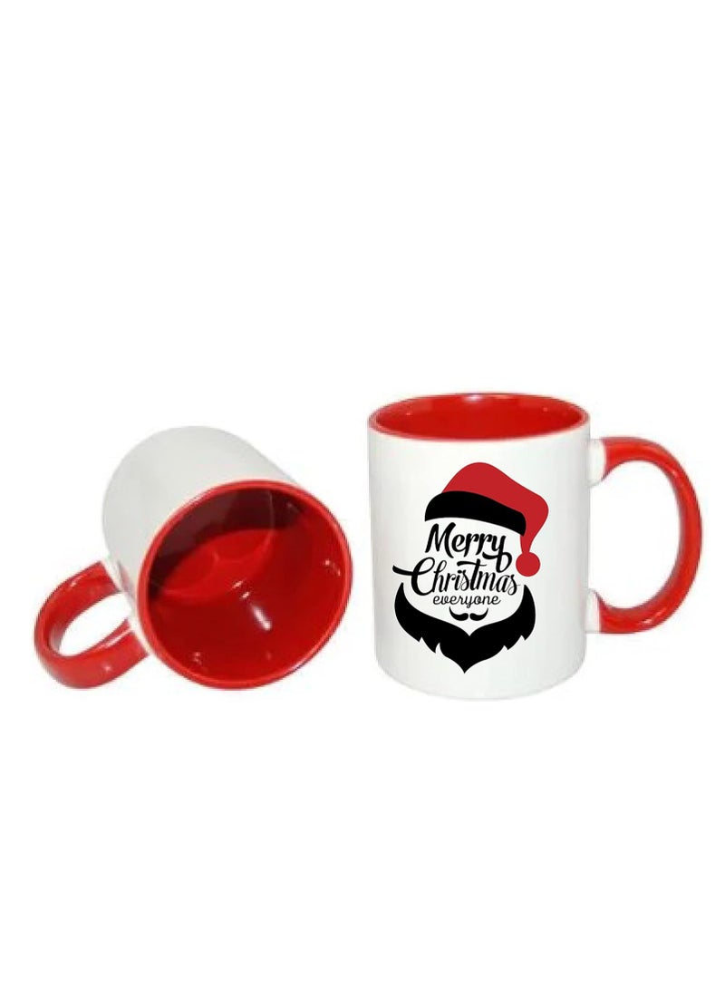 RYN Merry Christmas Design Printed Ceramic Coffee Mug Suitable Gift for Christmas | Christmas Theme| Christmas Decor | Gifts for Friends| Gift for Employees (Two Tone Red Mug, Design 2) - Image 2