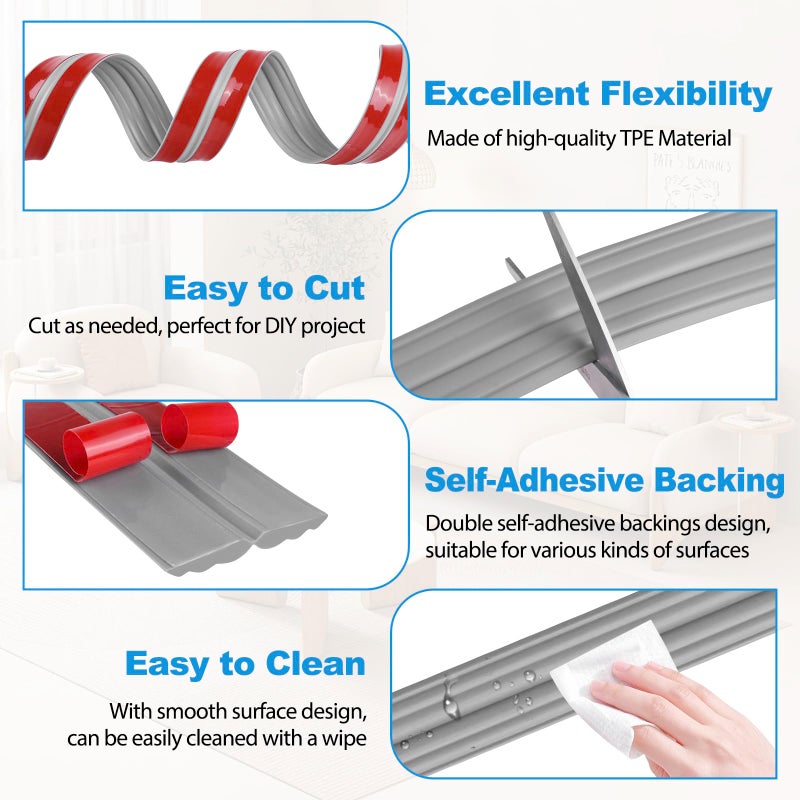 Heonay Wall Corner Protector Peel and Stick Corner Trim Molding Flexible Inside & Outside Wall Edge Guard Self Adhesive Moulding Trim for Edge Use, Gray, 1.6â€ W x 10â€™ L - Image 2