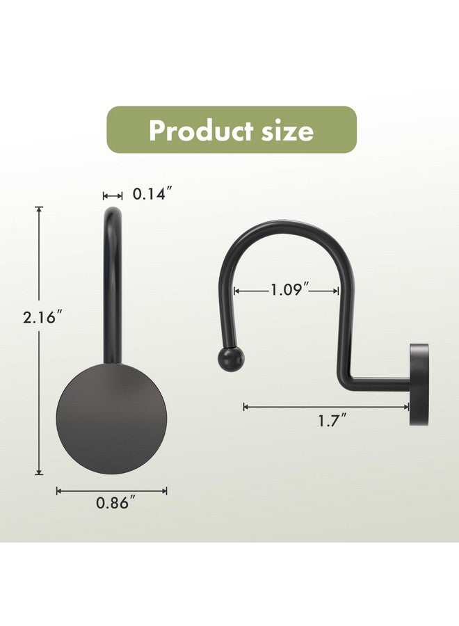 AmazerBath AmazerBath Shower Curtain Hooks, Shower Curtain Rings Heavy Duty Modern Decorative Black Shower Curtain Hooks Rust Proof Smooth Glide Shower Hooks for Shower Curtain Liner Shower Rod Hook, 12Pcs  - Image 4