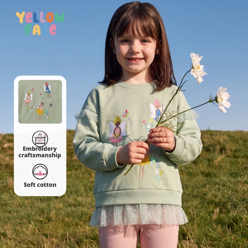 Girls Cartoon Print Long Sleeve Sweatshirt for Kids - Image 1
