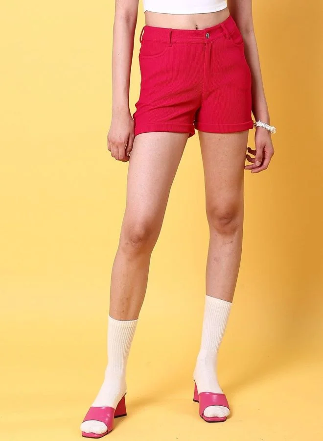 Women Skinny Fit Solid Mid Rise Shorts