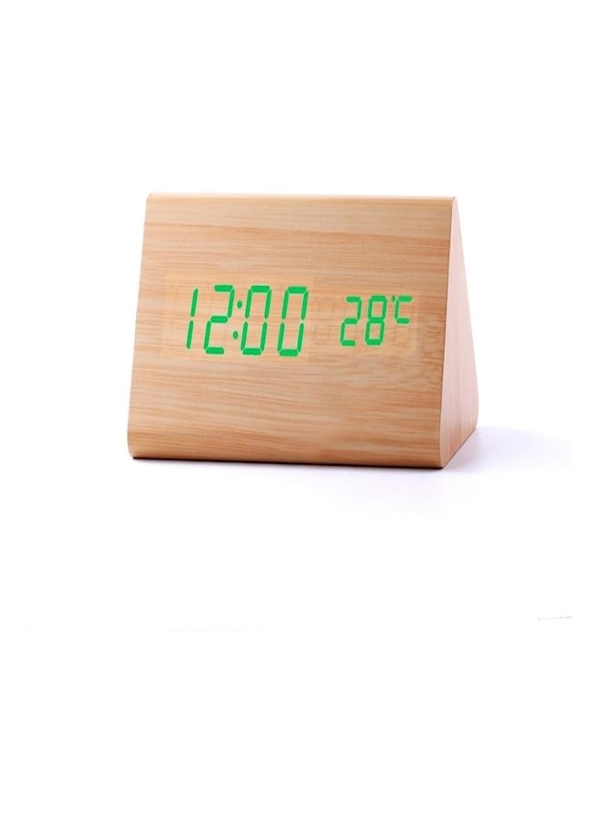 NIBEMINENT Led Wood Grain Alarm Clock With Temperature Display Black - Image 1