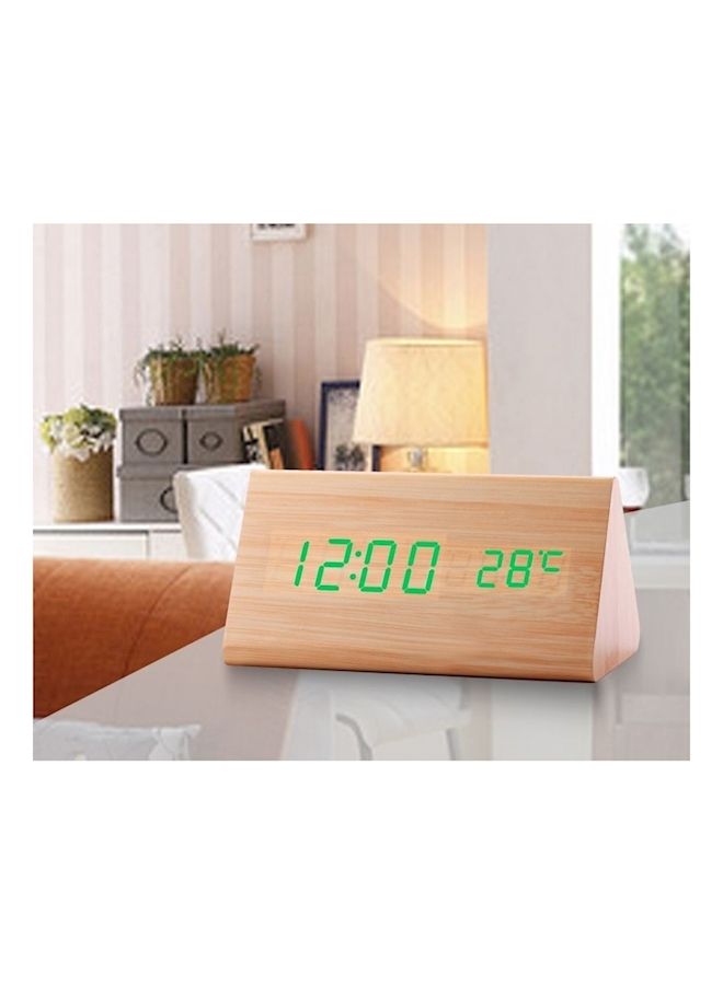 NIBEMINENT Led Wood Grain Alarm Clock With Temperature Display Black - Image 2