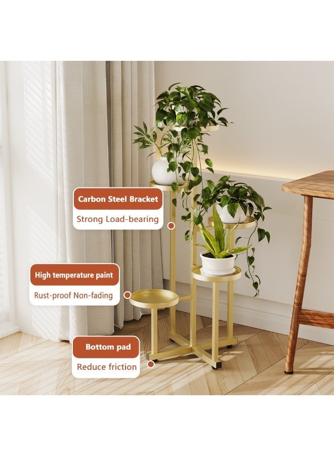 WALALLA Metal Plant Stand for Indoor and Outdoor,5-Tier Shelf with Golden Flower Pot Holders Corner Plant Shelf for Living Room, Bedroom, Office and Garden - Image 3