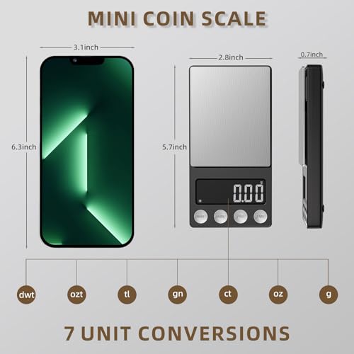 SKEAP Digital Coin Scale, Gram Scale 0.01g Accuracy for Coin Collectors, Bank Tellers and Home Use, Ideal Scale for Gold and Jewelry, 200g Capacity with Calibration Weight - Image 3