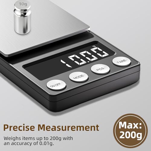 SKEAP Digital Coin Scale, Gram Scale 0.01g Accuracy for Coin Collectors, Bank Tellers and Home Use, Ideal Scale for Gold and Jewelry, 200g Capacity with Calibration Weight - Image 4