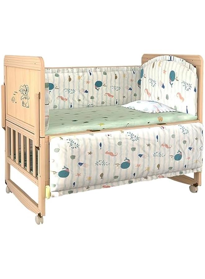 Beauenty 4 in 1 Baby Bassinet, Baby Bedside Sleeper Wooden Bedside Cribs with Mattress, Mosquito Net, 102 X 90 X 60 CM - Image 1