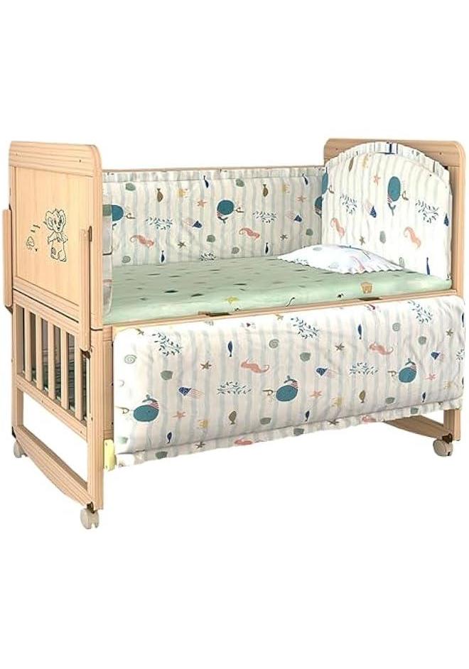 Beauenty 4 in 1 Baby Bassinet, Baby Bedside Sleeper Wooden Bedside Cribs with Mattress, Mosquito Net, 102 X 90 X 60 CM - Image 1
