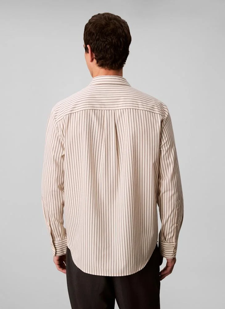 CALVIN KLEIN Double Stripe Cotton Relaxed Button-Down Shirt