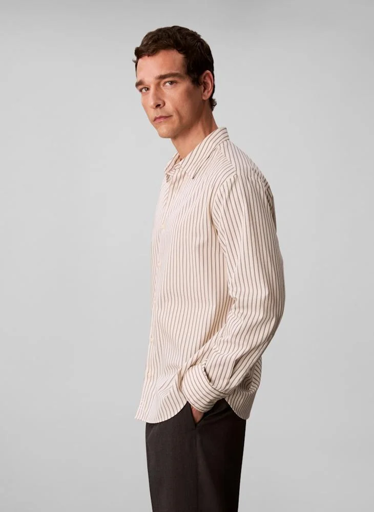 CALVIN KLEIN Double Stripe Cotton Relaxed Button-Down Shirt