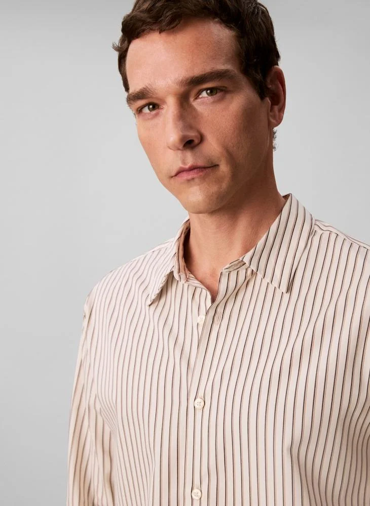CALVIN KLEIN Double Stripe Cotton Relaxed Button-Down Shirt
