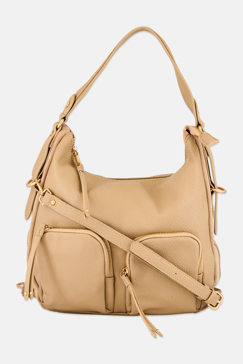 Moda Luxe Women Marla Textured Hobo Bags, 32 H x 35 L x 10 W cm, Beige - Image 1