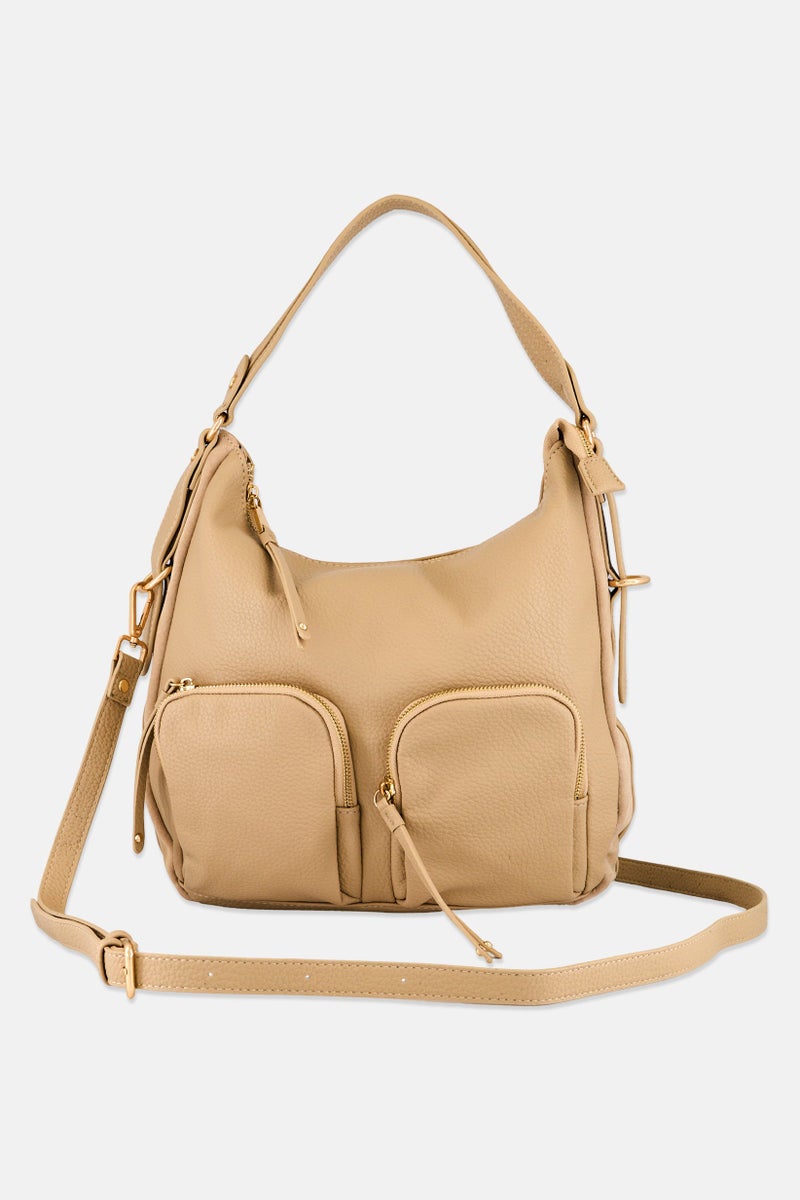 Moda Luxe Women Marla Textured Hobo Bags, 32 H x 35 L x 10 W cm, Beige - Image 2