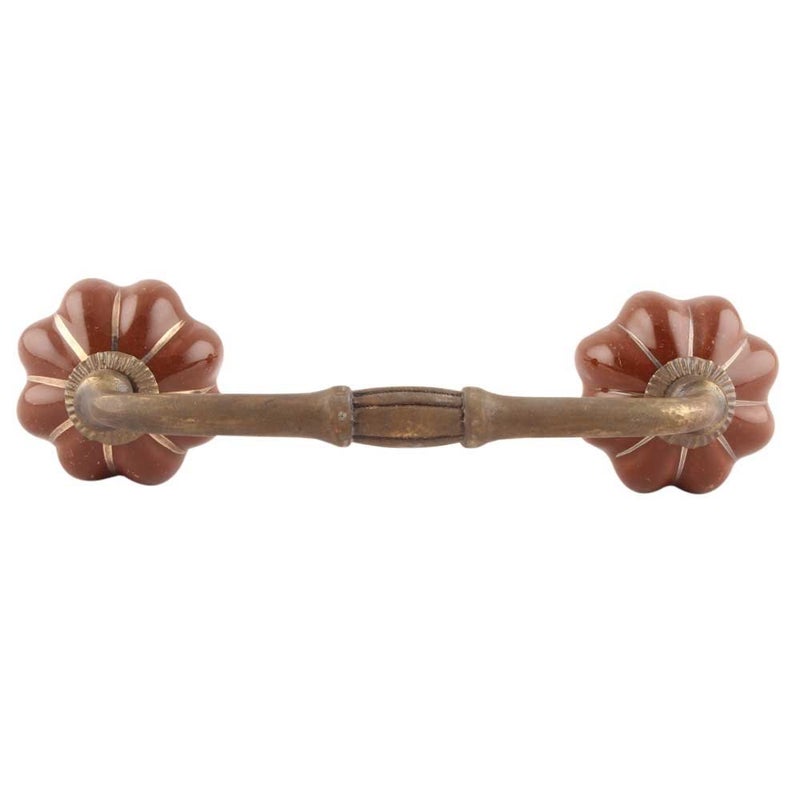 Indian-Shelf IndianShelf 1 Pack Ceramic Door Handles for Cabinets and Drawers Brown Dresser Pulls for Door Antique Hardware 8 Hole to Hole BH561SCMK177  - Image 1