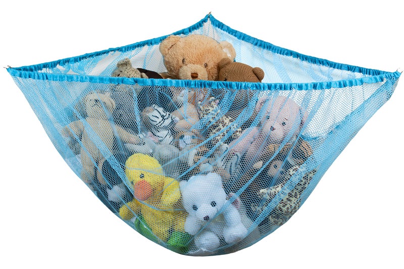 Handy Laundry Jumbo Toy Hammock - Organize stuffed animals or children's toys Looks great with any décor while neatly organizing kid's toys and stuffed animals. Expands to 5.5 feet (Blue) - Image 2