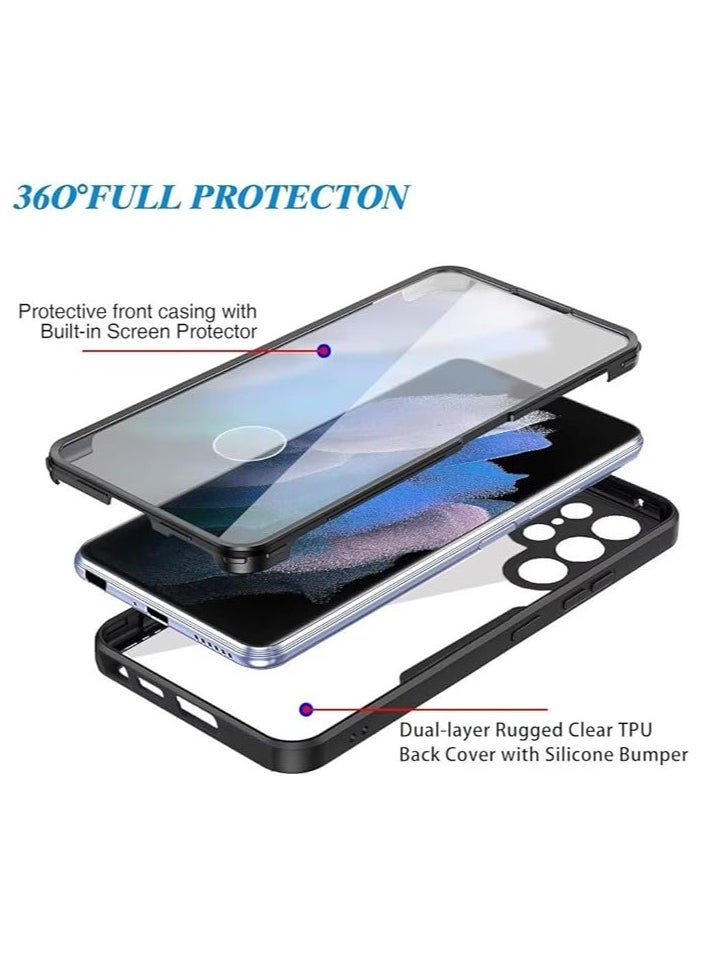 Phone case for Samsung Galaxy S22 Ultra/S23 Ultra/S24 Ultra phone case, built-in screen protector work, soft TPU transparent protection phone case, full body 360 degree protection shockproof case