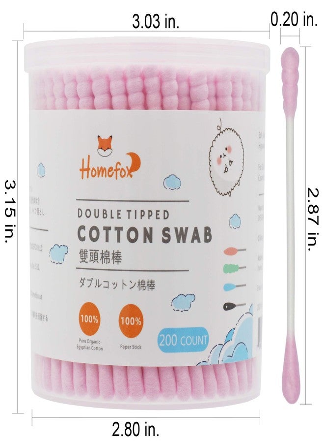 HOMEFOX Pink Cotton Swabs Spiral - 200 Count Organic Cotton Buds Double Side Tightly Wrapped Cotton Tips Paper Stick Soft Gentle Lint-Free Cruelty-Free, Round & Spiral (Pink) - Image 2