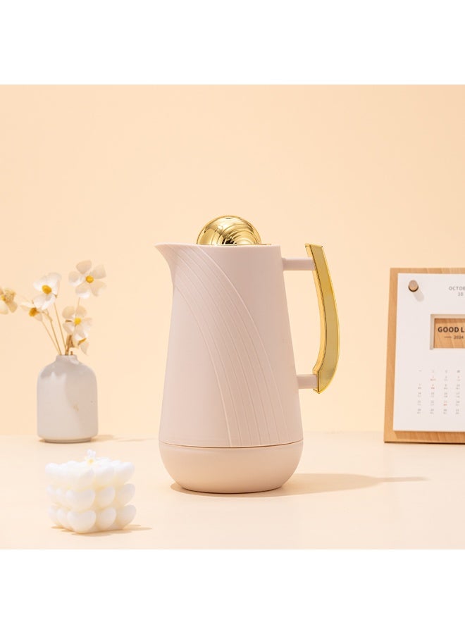 1L Thermos Flask - Gold Handle + Glass Red Bottom, 4 Colors