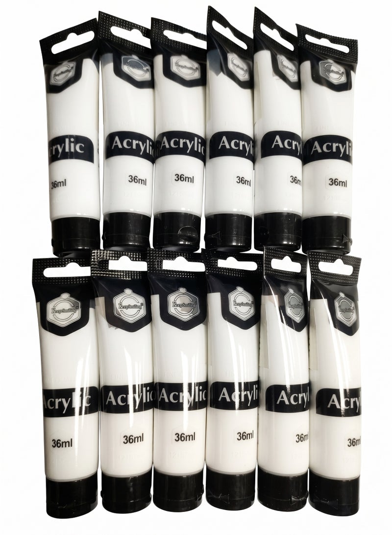 Keep Smiling Acrylic Paint Set White 12x36ml A-36 - Image 1