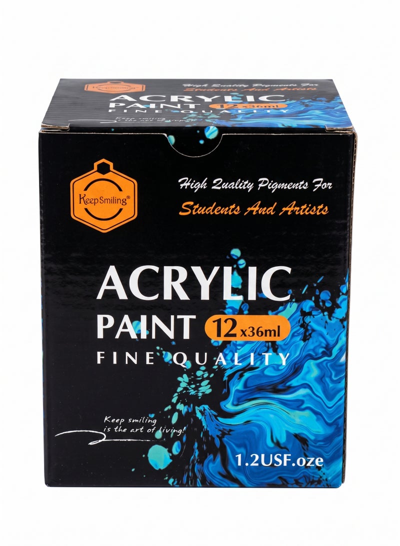 Keep Smiling Acrylic Paint Set White 12x36ml A-36 - Image 2