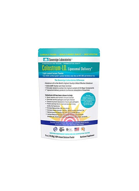 Sovereign Laboratories Organic Colostrum-LD Powder with Proprietary Liposomal Delivery (LD) Technology for up to 1500% Better Bioavailability Than Regular Bovine Colostrum (Plain, 6 Ounce)