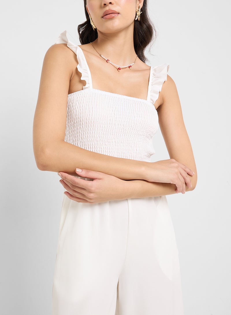 Ginger Ruffle Strap Smocked Wide Leg Jumpsuit  - Image 3
