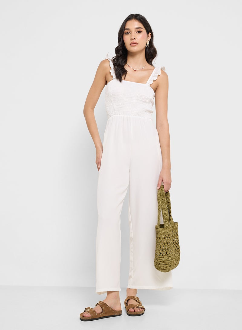 Ginger Ruffle Strap Smocked Wide Leg Jumpsuit  - Image 4