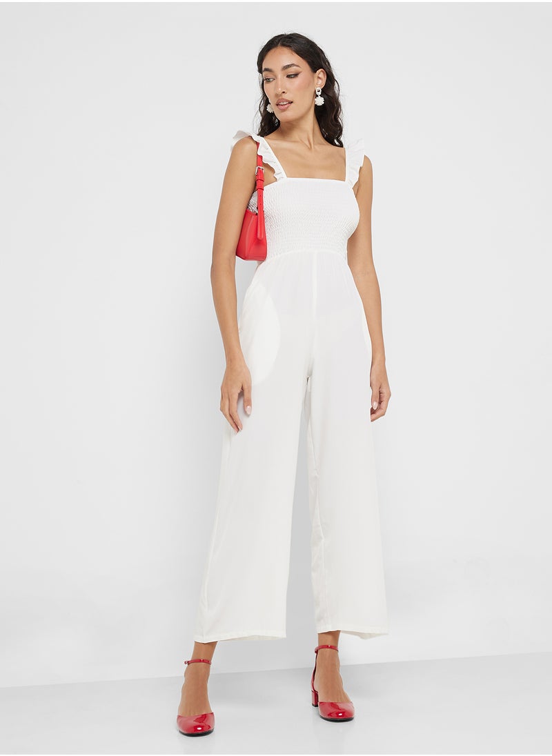 Ginger Ruffle Strap Smocked Wide Leg Jumpsuit  - Image 1